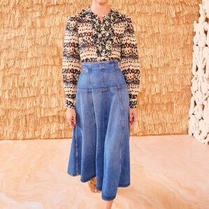 Ulla Johnson Brigette Denim Midi Skirt